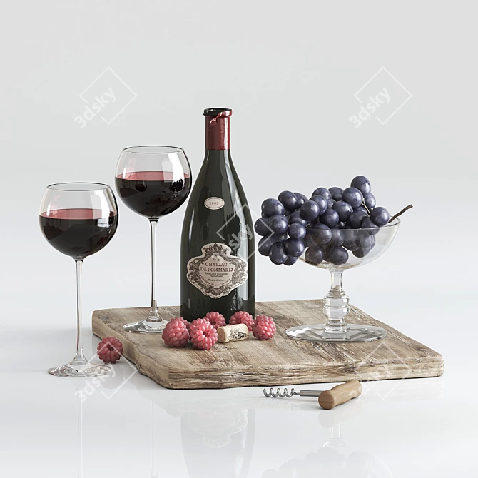 Elegant Wine Decor Set 3D model image 5