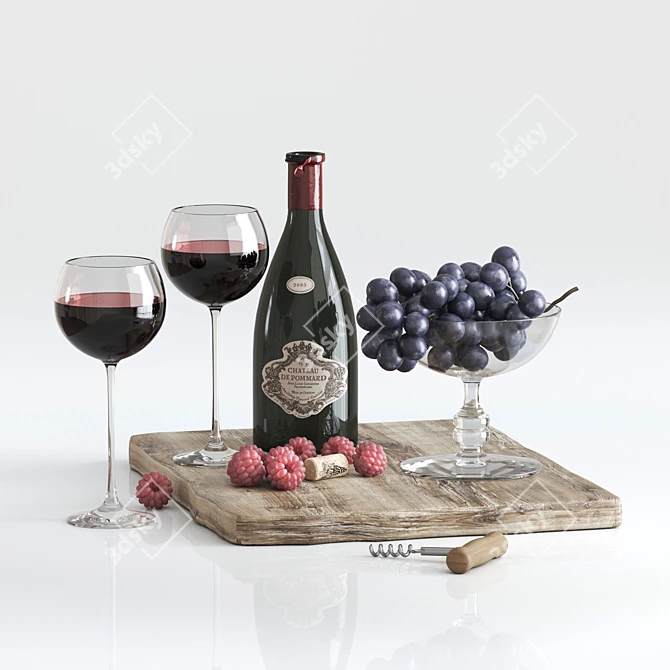 Elegant Wine Decor Set 3D model image 6