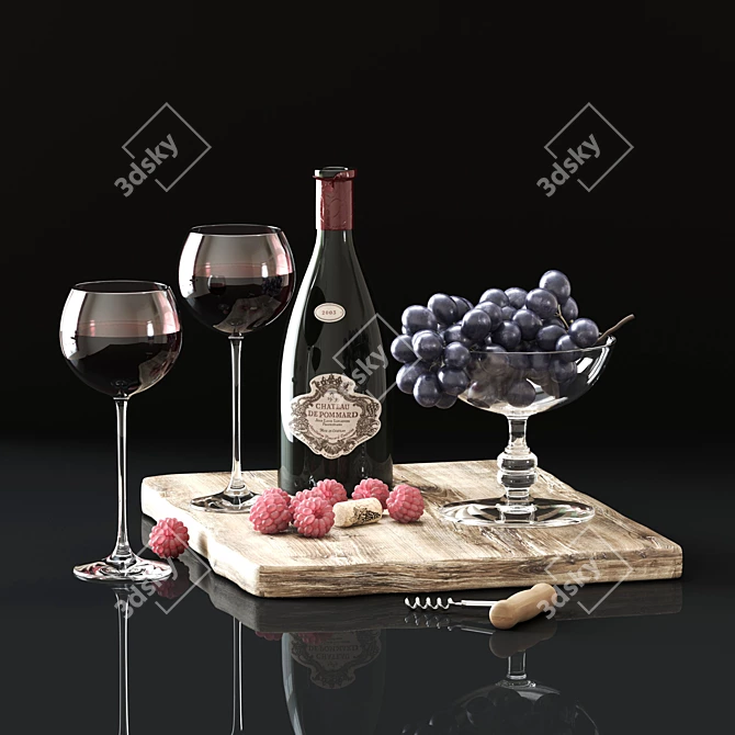 Elegant Wine Decor Set 3D model image 7