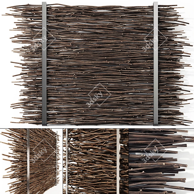 Elegant Thin Branch Firewood Decor 3D model image 1