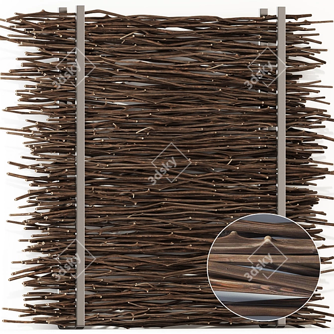 Elegant Thin Branch Firewood Decor 3D model image 2