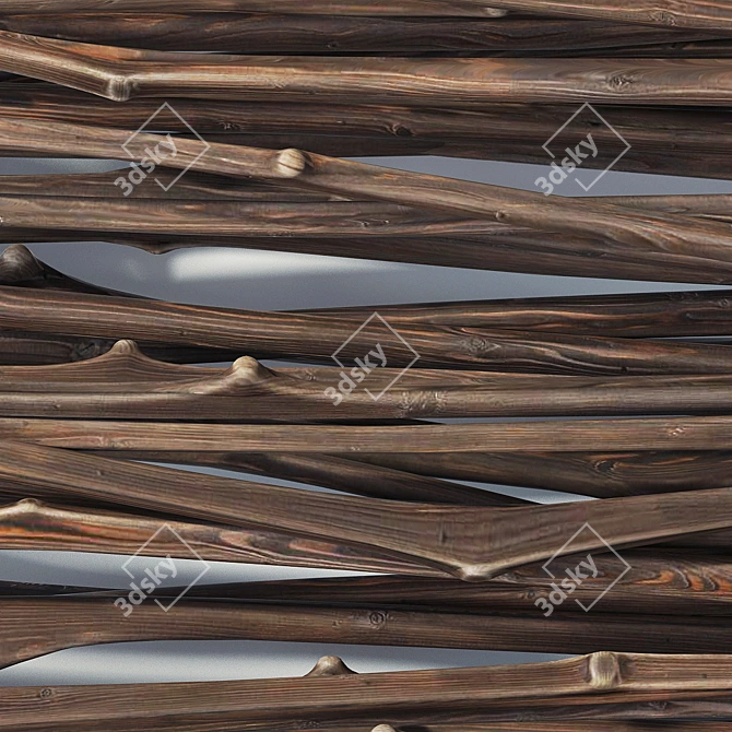 Elegant Thin Branch Firewood Decor 3D model image 3