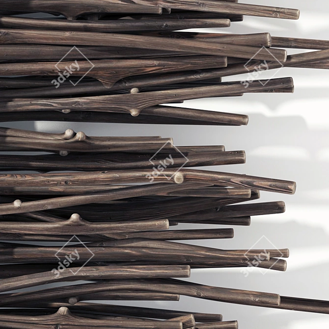 Elegant Thin Branch Firewood Decor 3D model image 4