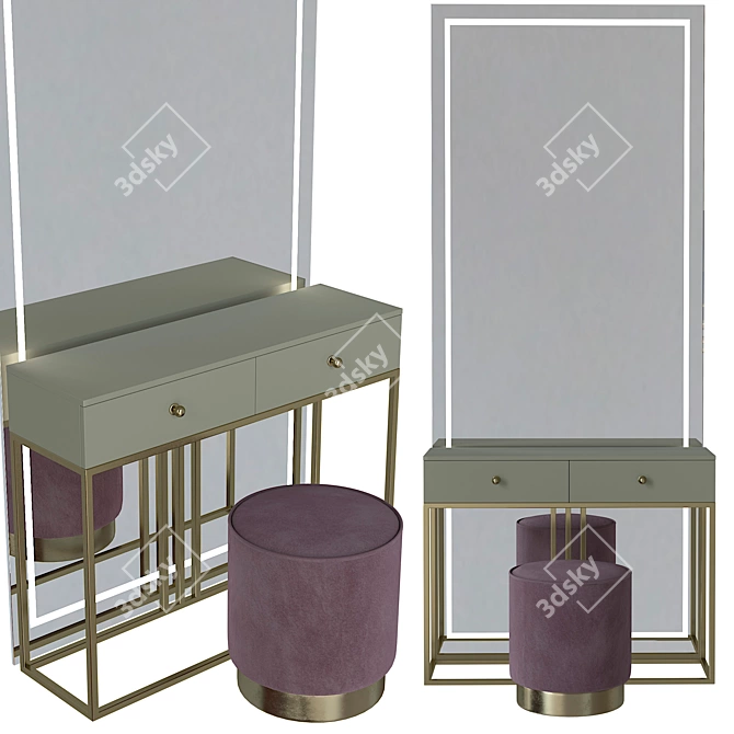 Luxury Console Dressing Table Set 3D model image 1