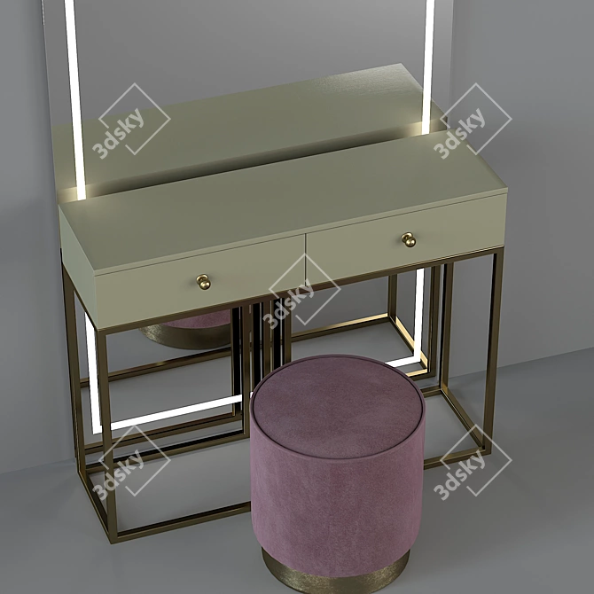 Luxury Console Dressing Table Set 3D model image 3