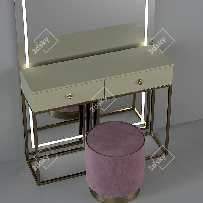 Luxury Console Dressing Table Set 3D model image 4