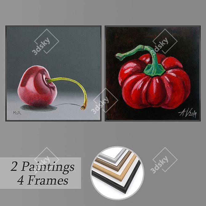 Versatile Set of Wall Paintings 3D model image 1