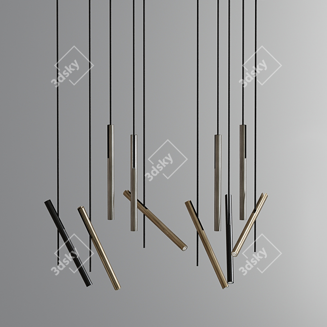 Sleek LED Ceiling Chandelier 3D model image 2