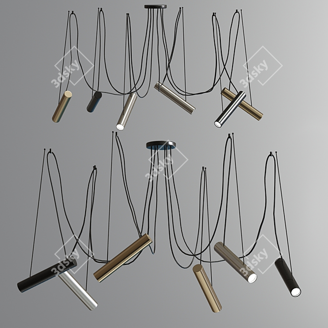 Sleek LED Ceiling Chandelier 3D model image 3