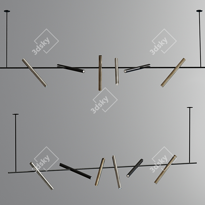 Sleek LED Ceiling Chandelier 3D model image 4