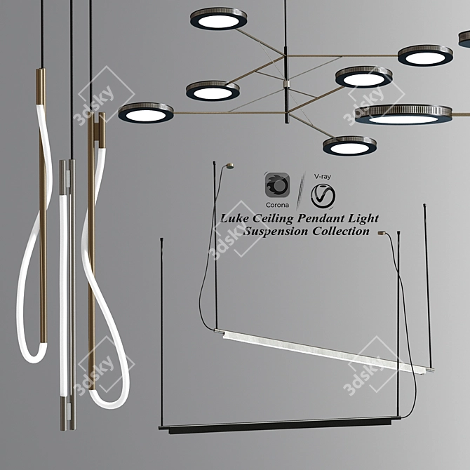 Modern Luke Pendant Light Collection 3D model image 1