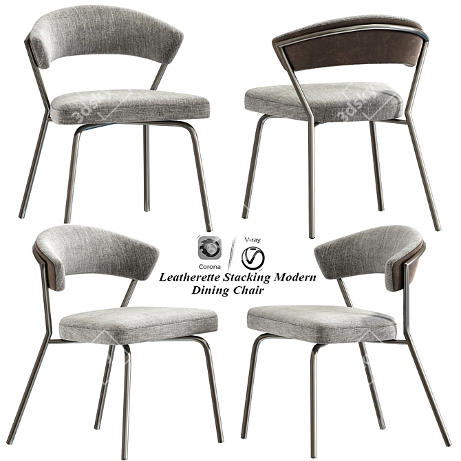 Sleek Stacking Dining Chair 3D model image 1