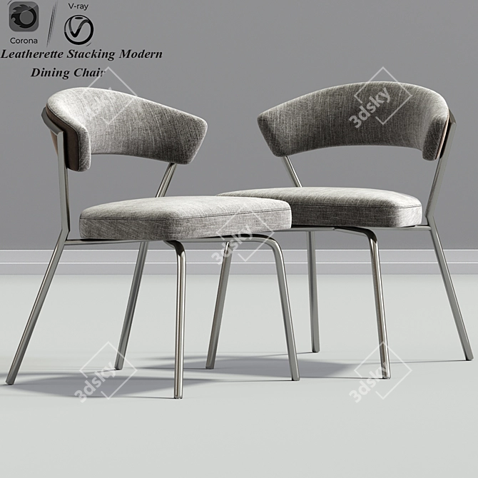 Sleek Stacking Dining Chair 3D model image 2