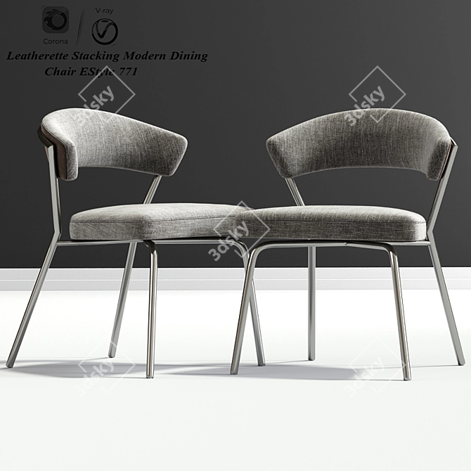 Sleek Stacking Dining Chair 3D model image 3