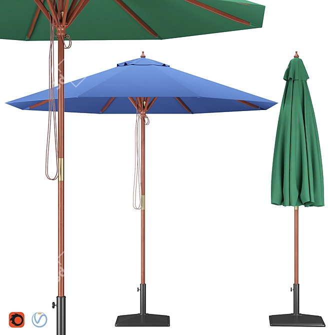 Outdoor Shade Umbrella: Stylish and Functional 3D model image 1