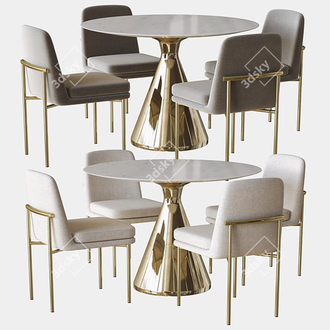 Modern Jack Dining Set: Silhouette Table & Chairs 3D model image 1