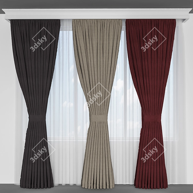 Elegant Drapery Model - 280cm x 250cm 3D model image 1