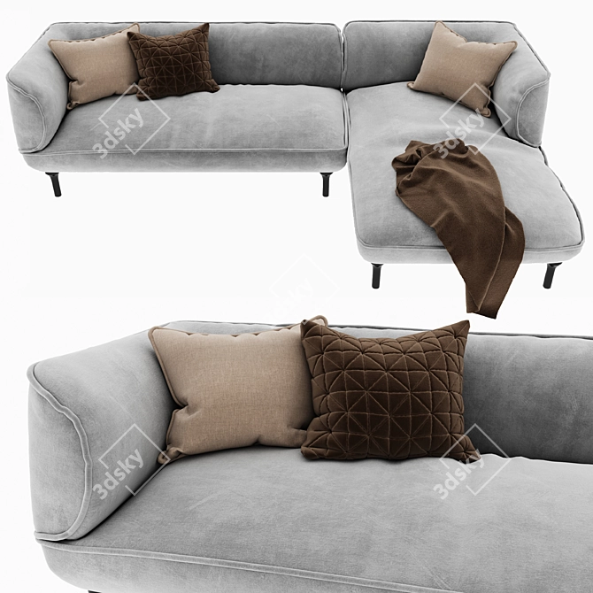 Modern Wood and Fabric Sofa 3D model image 1