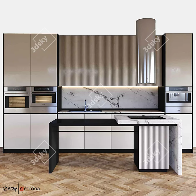 Modern Kitchen 3D Model 3D model image 1