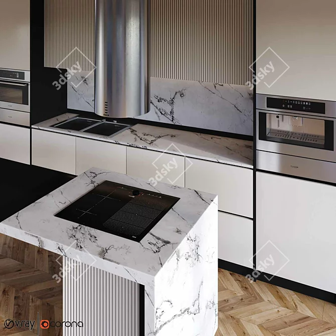 Modern Kitchen 3D Model 3D model image 3