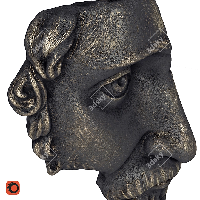 Waraji Face Shaped Figurine: Unique Decoration 3D model image 2