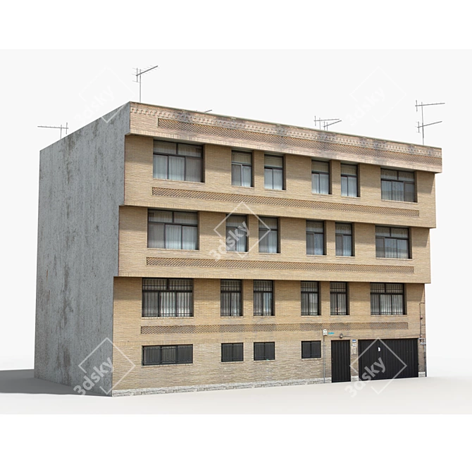 Realistic Low Poly Building Model - 3DS Max Compatible 3D model image 1