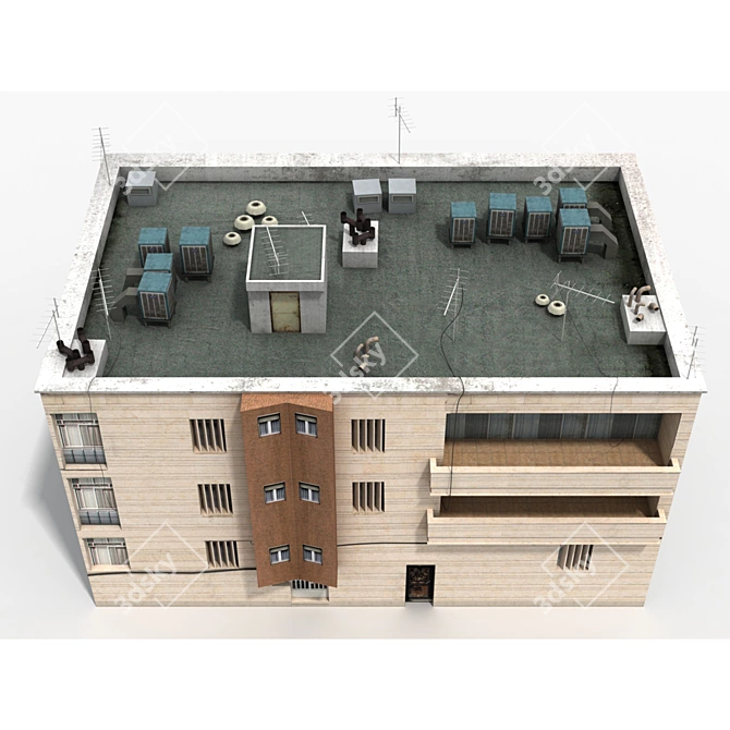 Realistic Low Poly 3D Building Model 3D model image 3