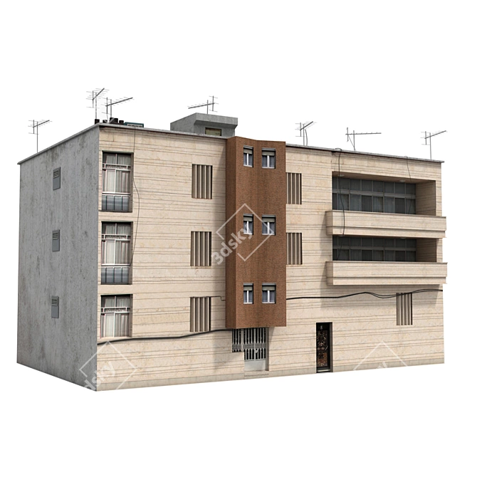 Realistic Low Poly 3D Building Model 3D model image 7