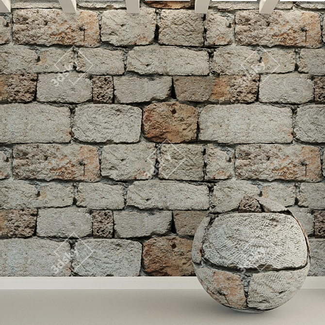 High-Resolution Stone Wall Block 3D model image 1