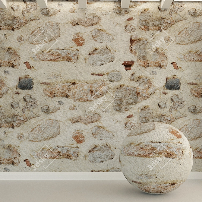 Seamless Stone Wall Texture 3D model image 1