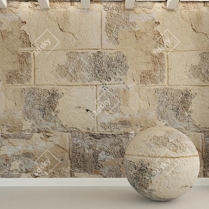 Seamless Stone Wall Block, High-Resolution Texture 3D model image 1