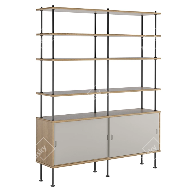 Vintage Modular Shelving System 3D model image 1