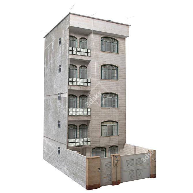 Realistic Low Poly Building 3D Model 3D model image 1