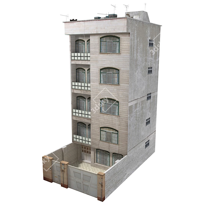 Realistic Low Poly Building 3D Model 3D model image 2