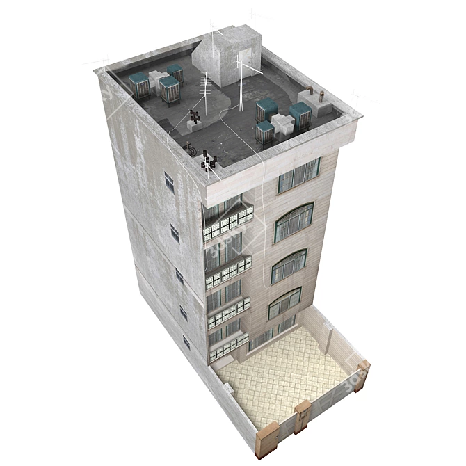 Realistic Low Poly Building 3D Model 3D model image 3