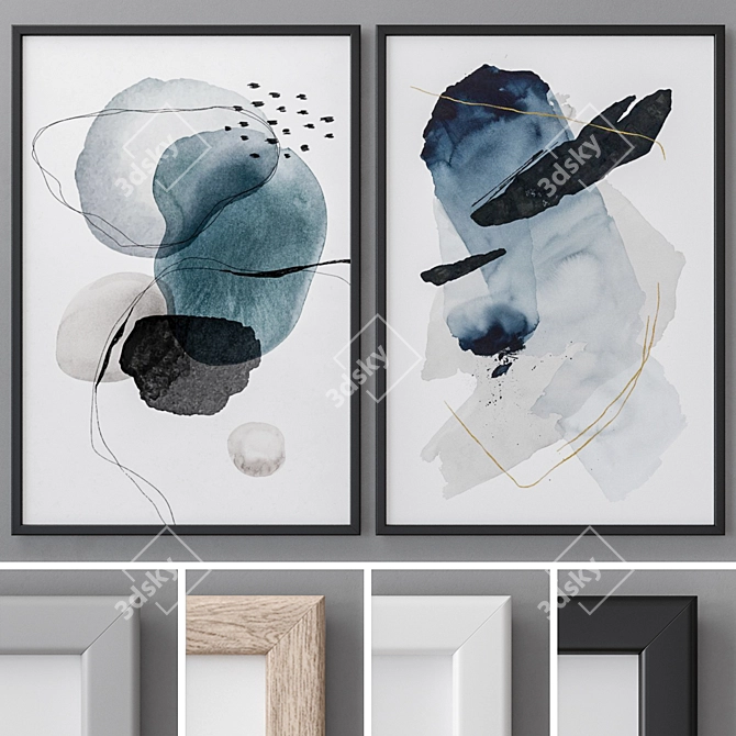 Modern Abstract Photo Frames Set 3D model image 1