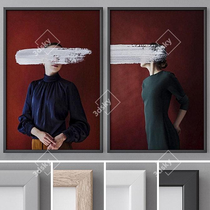 Modern Abstract Photo Frames Set 3D model image 1