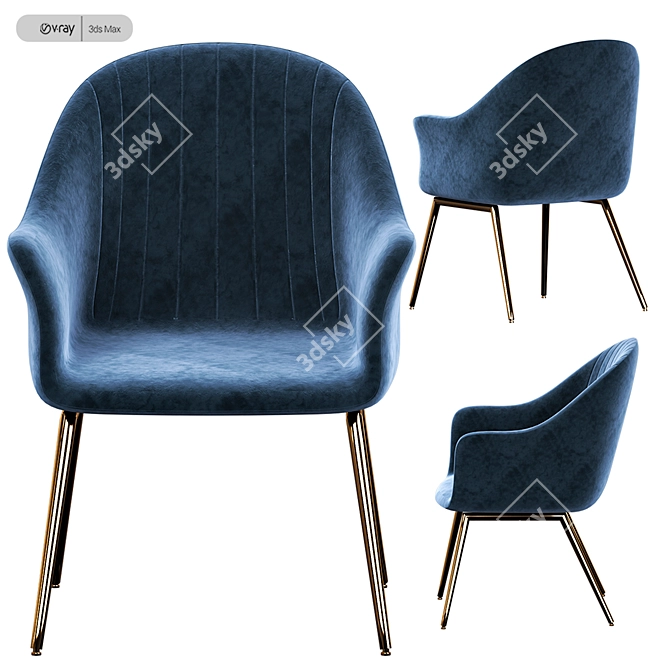 Silver Orchid Velvet Accent Chair - Elegant and Luxurious 3D model image 2