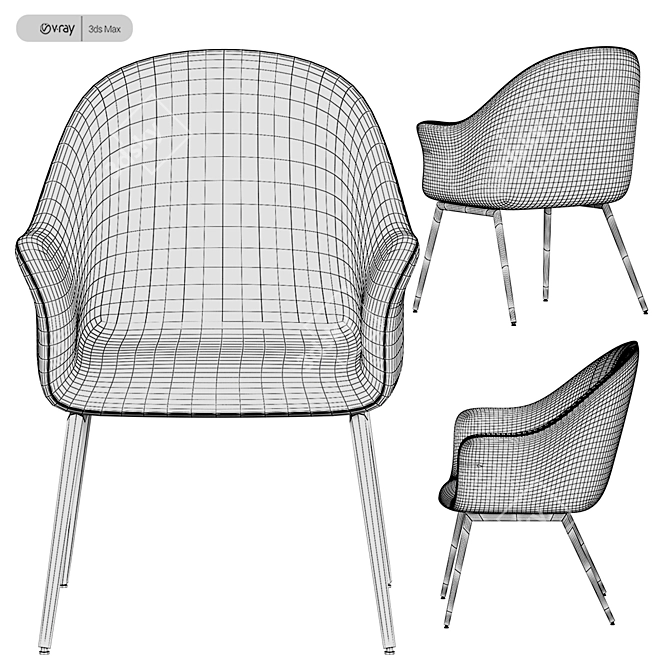 Silver Orchid Velvet Accent Chair - Elegant and Luxurious 3D model image 3