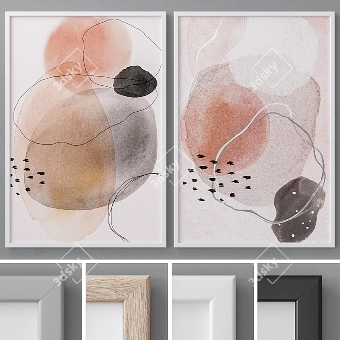 Abstract Paintings: 60x90cm Frames (Set of 4) 3D model image 1