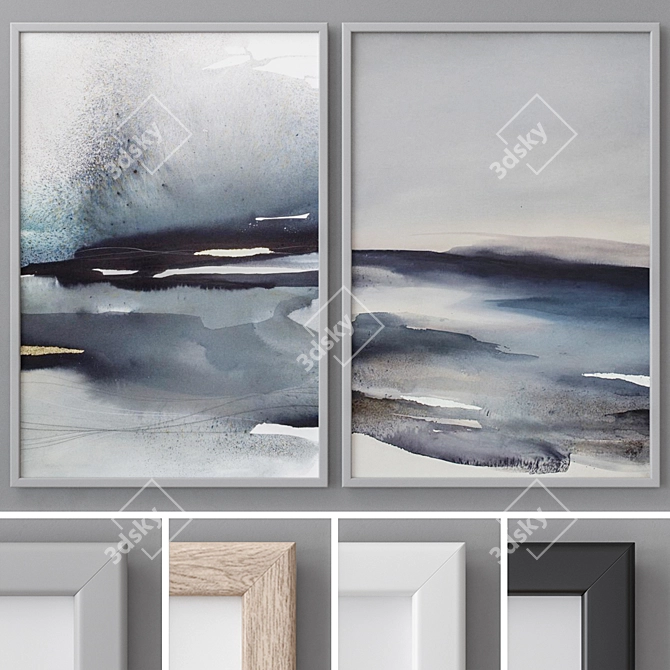 Modern Abstract Photo Frames Set 3D model image 1