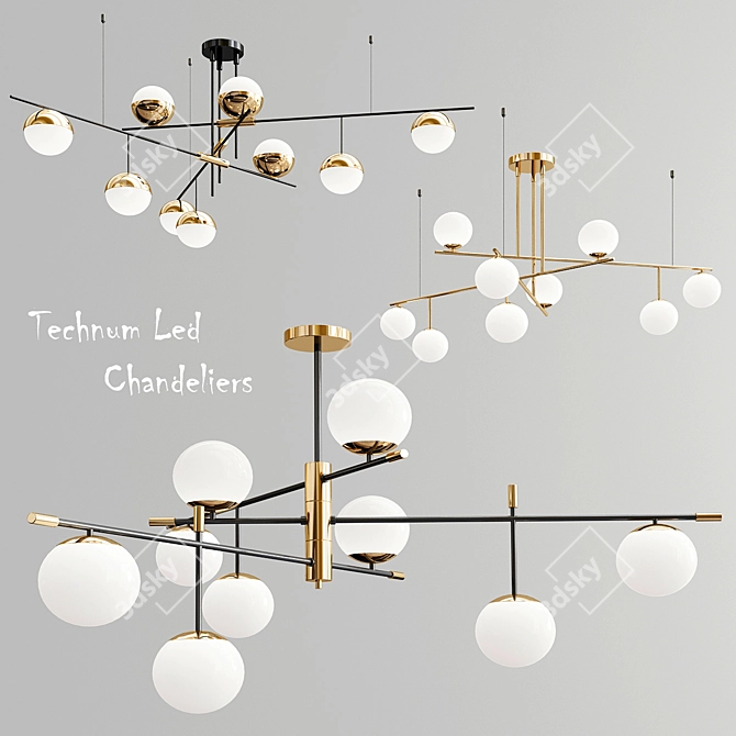 Modern LED Chandelier - 3 Designs 3D model image 1