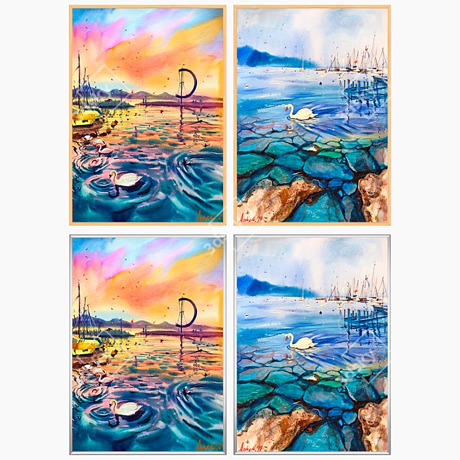 Artful Wall Paintings: Set of 2 3D model image 3