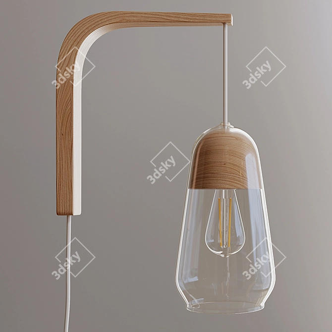 Nasoa Wall Sconce: Glass & Wood Elegance 3D model image 3