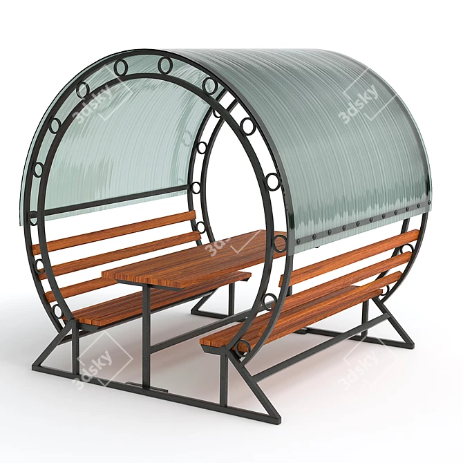 Metallic Polycarbonate Gazebo 3D model image 3