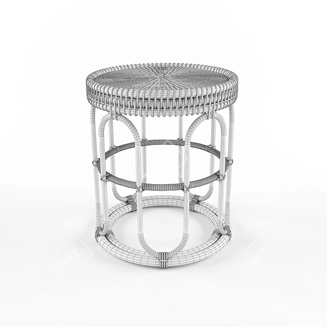Elegant Rattan Bamboo Side Table 3D model image 2