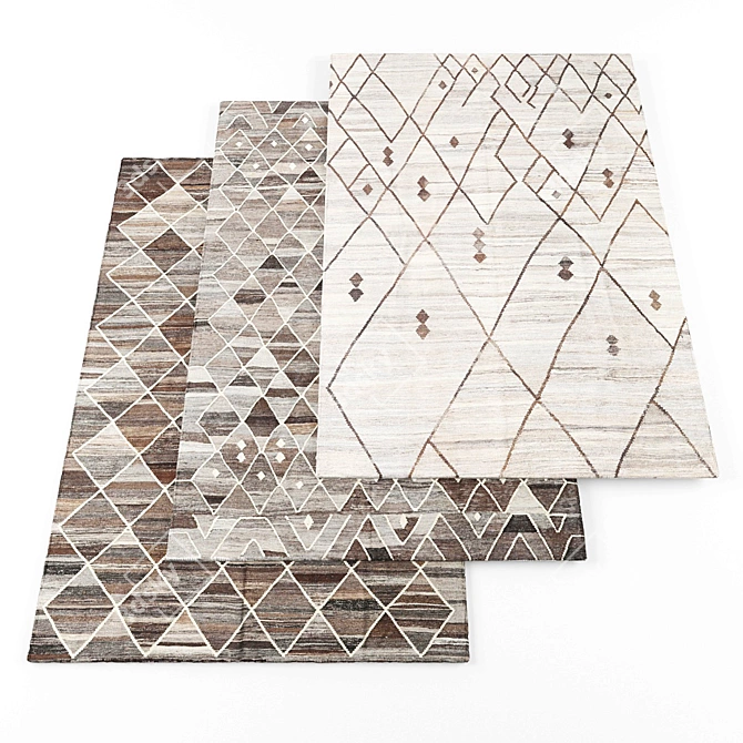 Elegant Rug Collection: 9 Stunning Textured Pieces 3D model image 1