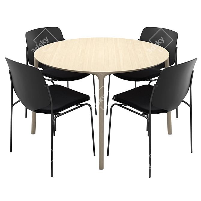 ELLE Nova Sea Chairs: Stylish Round Table Set 3D model image 1