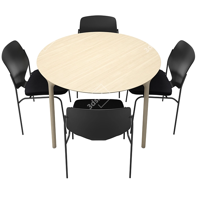 ELLE Nova Sea Chairs: Stylish Round Table Set 3D model image 2