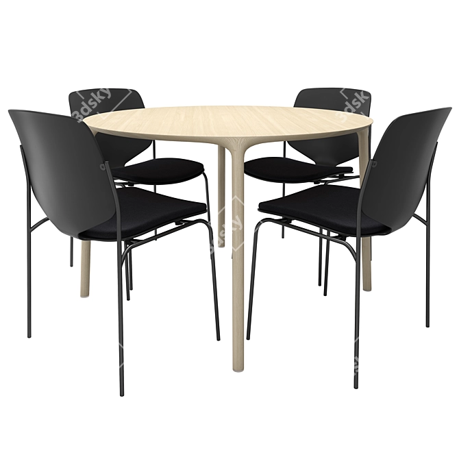 ELLE Nova Sea Chairs: Stylish Round Table Set 3D model image 3